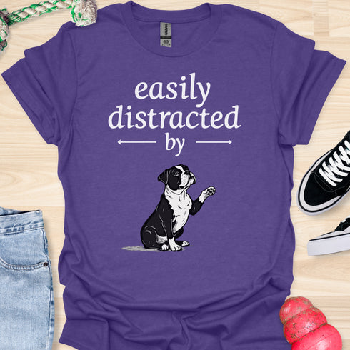 Easily distracted by bulldogs - V10 - Cute Sitting Paw T-Shirt